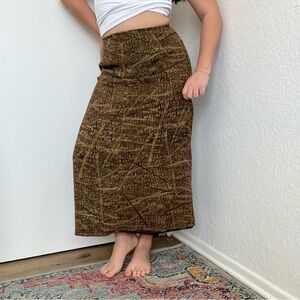 Liz Claiborne Brown Patterned Maxi Skirt